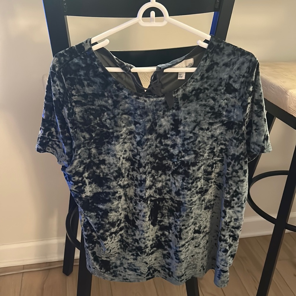 Crushed velvet short sleeve top